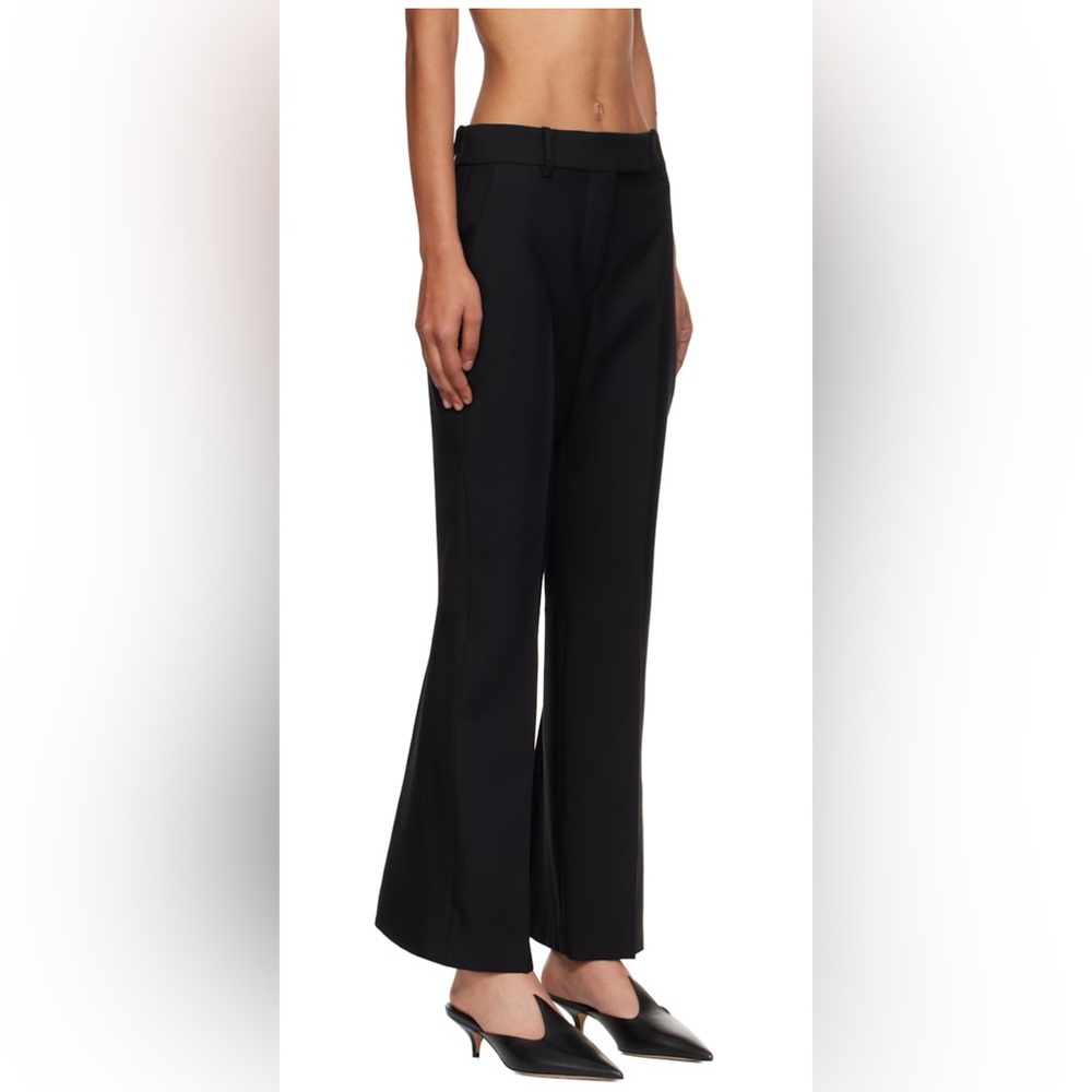 NWT [Alexander McQueen] Kickback Wool Straight Trousers Navy Women’s EU 42/US 28 - Picture 2 of 16
